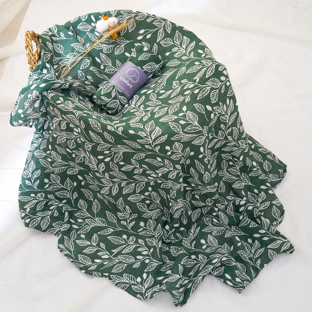100% Cotton 2 Layers Newborn Baby Swaddle-MamaToddler-Green Leaves-110X120cm-Mama Toddler