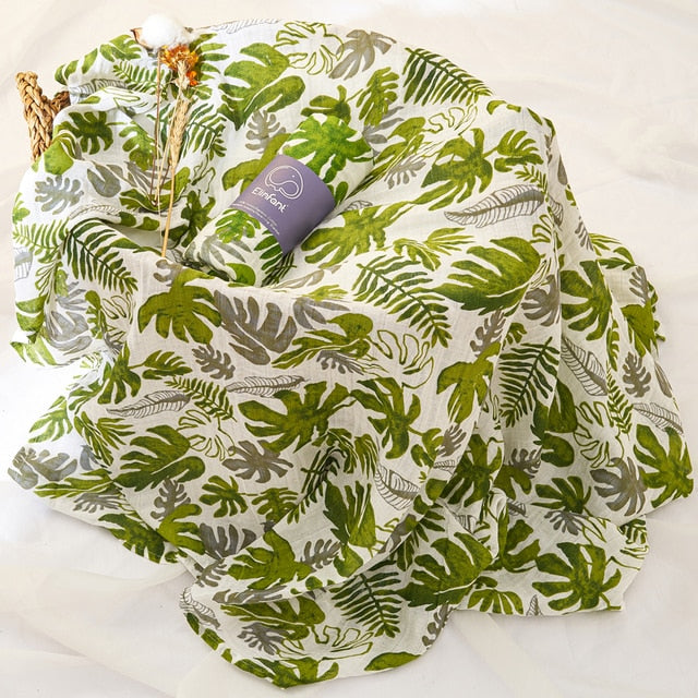 100% Cotton 2 Layers Newborn Baby Swaddle-MamaToddler-Tropical Leaves-110X120cm-Mama Toddler