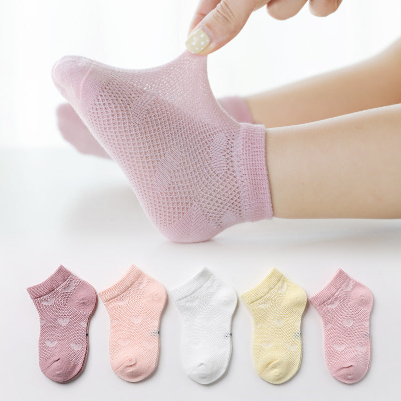 5 Pairs Cotton Mesh Breathable Socks for 1-12 Years Old-Mama Toddler-Cute Flowers 1-1-3 Years Old-Mama Toddler