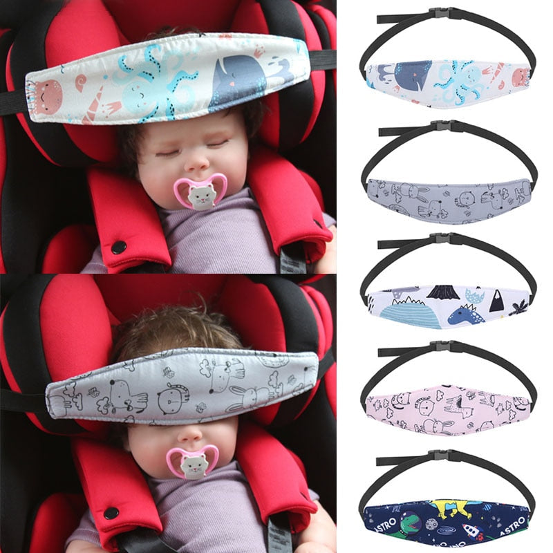 Baby Car Seat Adjustable Head Support Belt-MamaToddler-Animal World - Pink-Mama Toddler