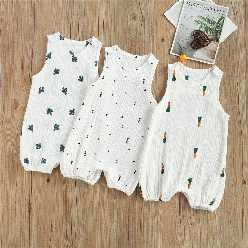 Cactus Print Summer Sleeveless Romper-Mama Toddler-Carrot-6 Months-Mama Toddler