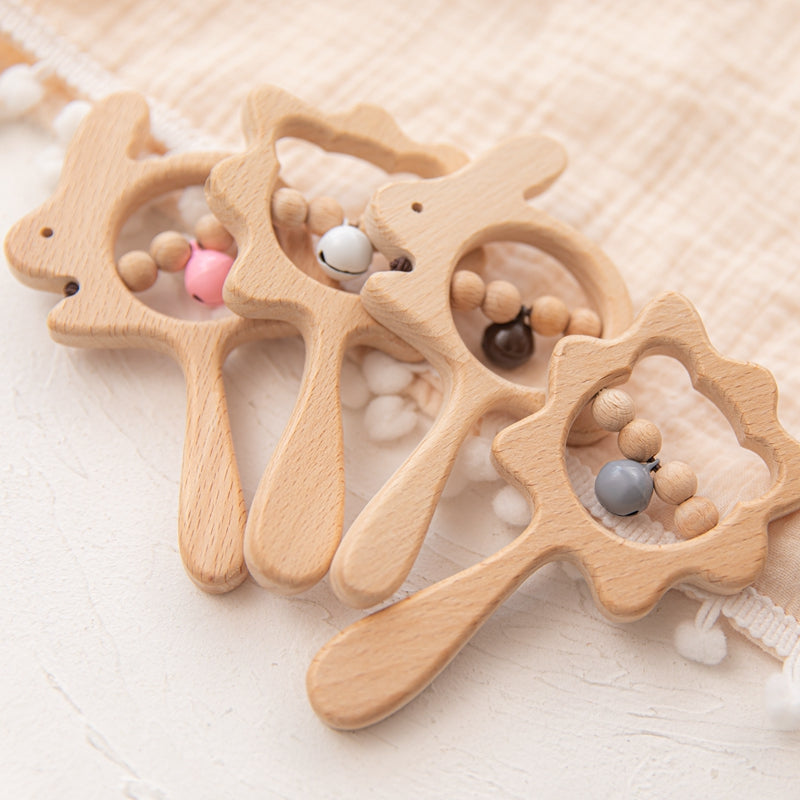 Cute Animals Wooden Rattling Baby Teether-Mama Toddler-Octagram 1-Mama Toddler