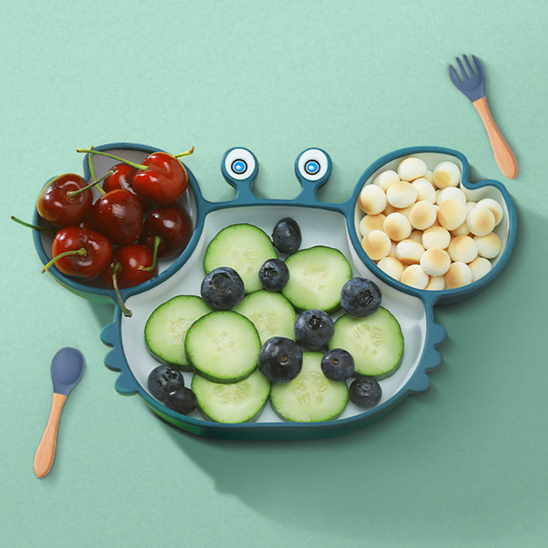 Cute Crab & Hippo Food Plates for Babies and Kids-Mama Toddler-Green Hippo Set-Mama Toddler