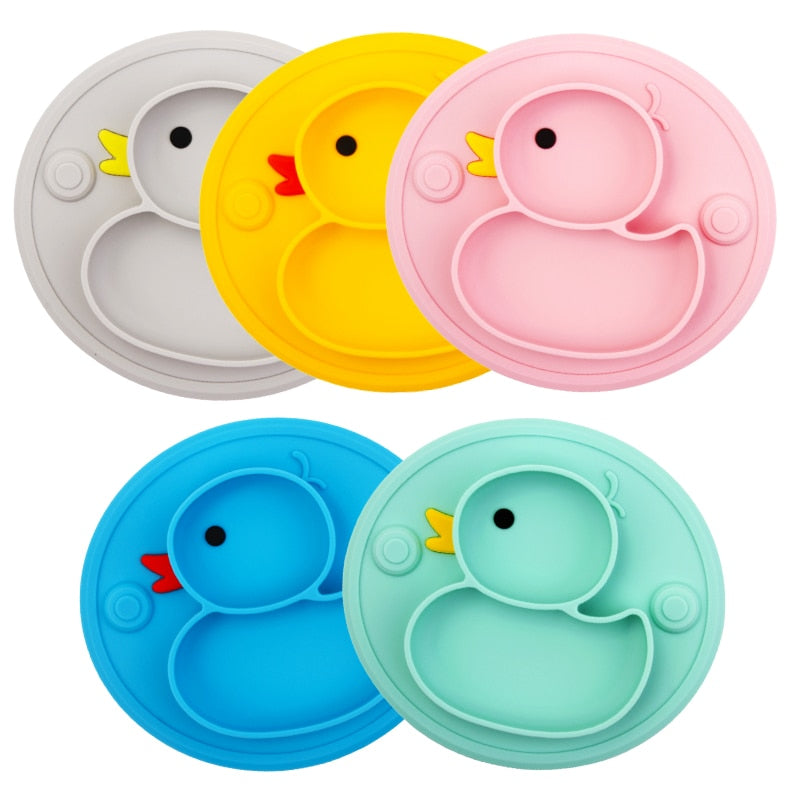 Cute Duck and piggy Baby Silicone Food Set-MamaToddler-Set 5 Pieces - Yellow-Mama Toddler