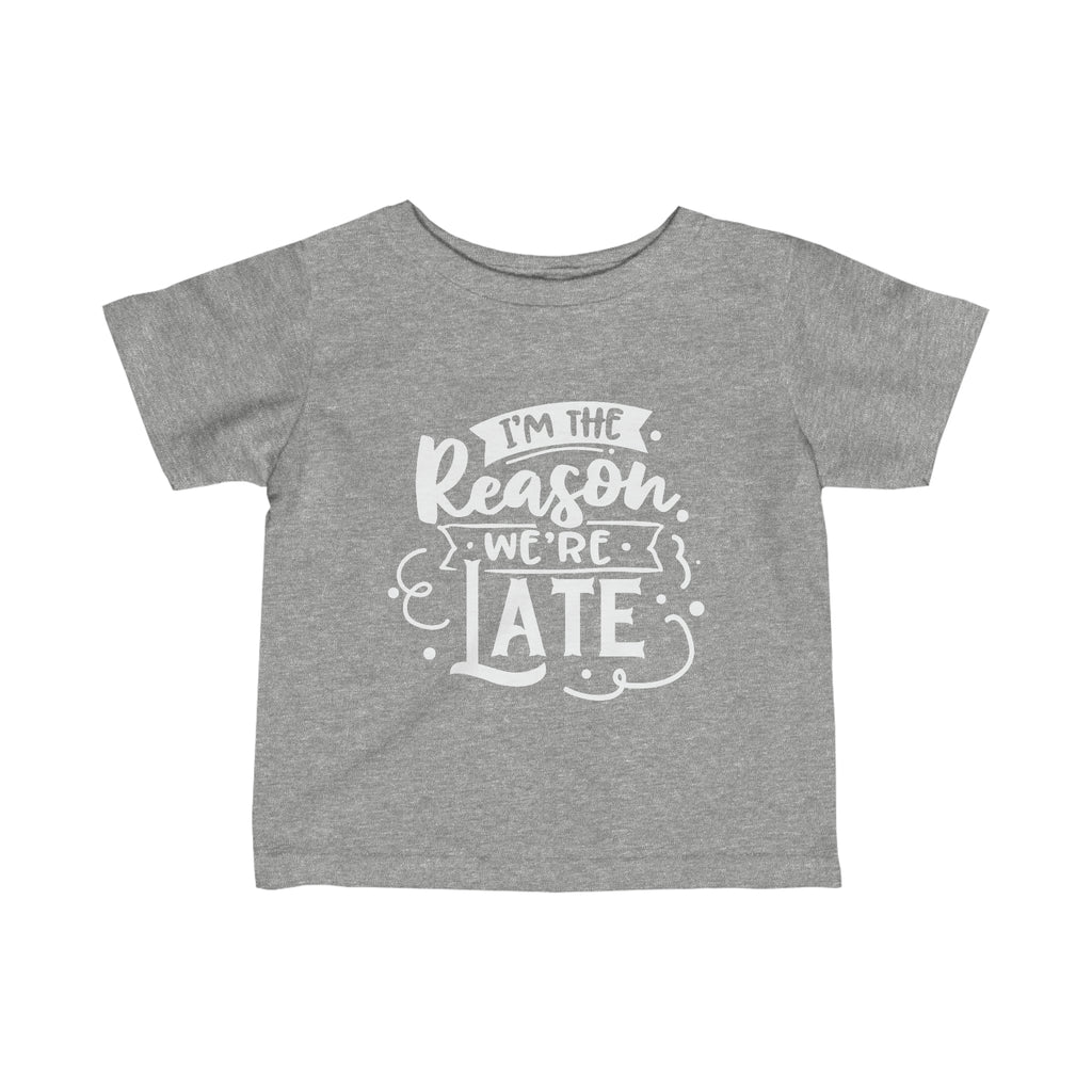 Kids - I'm The Reason We're Late T-Shirt-Kids clothes-Printify-Heather-6M-Mama Toddler