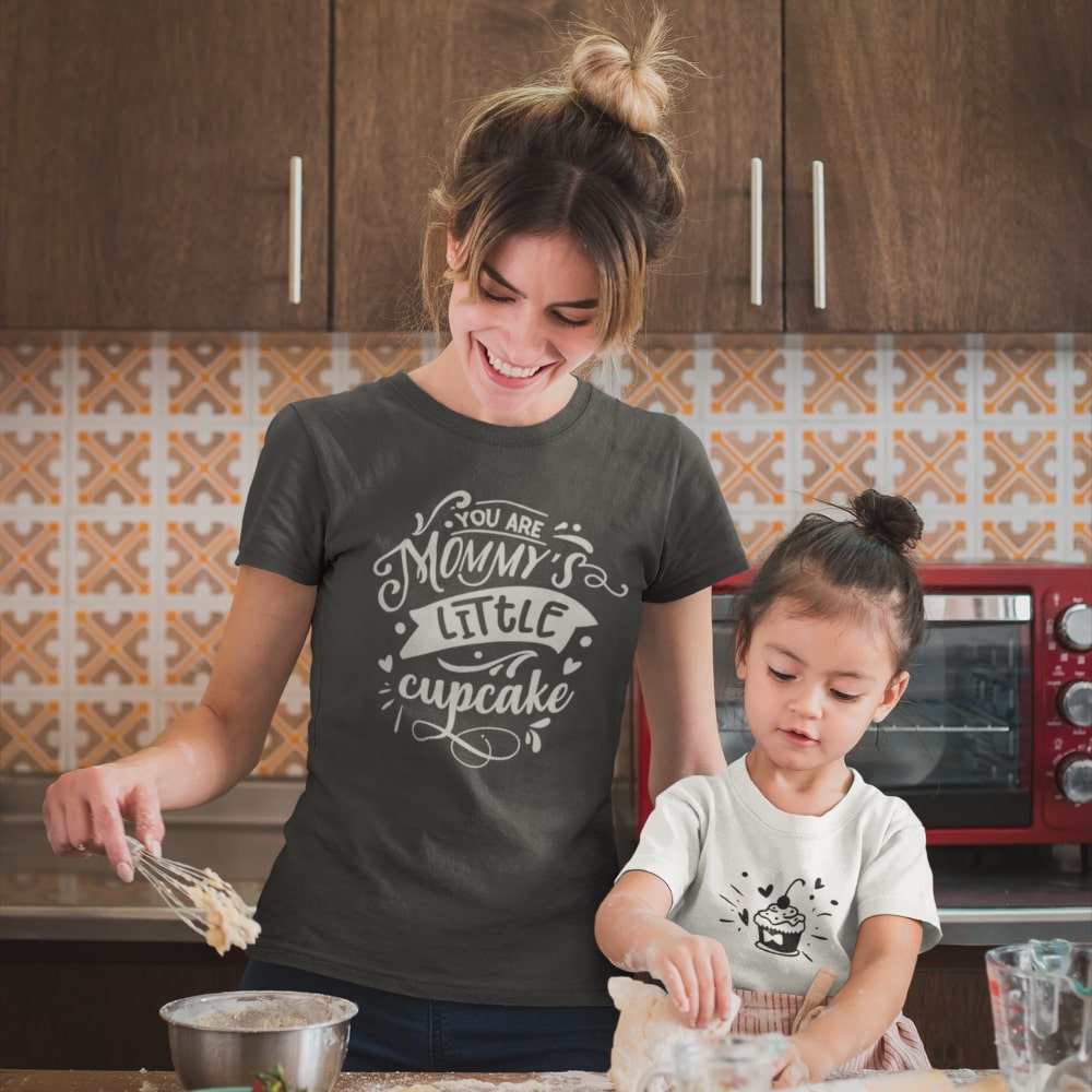 Moms - Mommy's Little Cupcake T-Shirt-T-Shirt-Printify-Black-XS-Mama Toddler