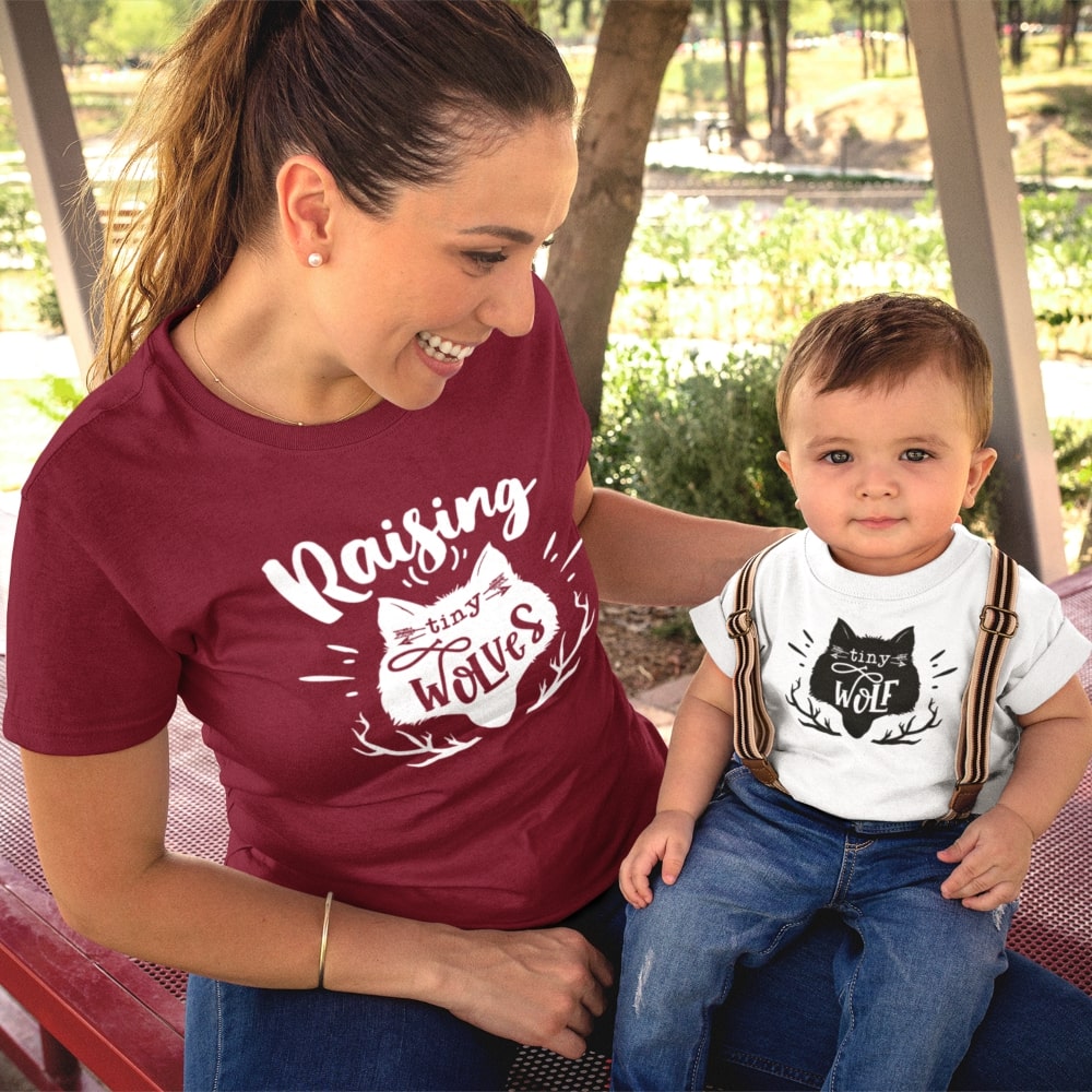 Moms - Raising Tiny Wolves T-Shirt-T-Shirt-Printify-Cardinal-XS-Mama Toddler