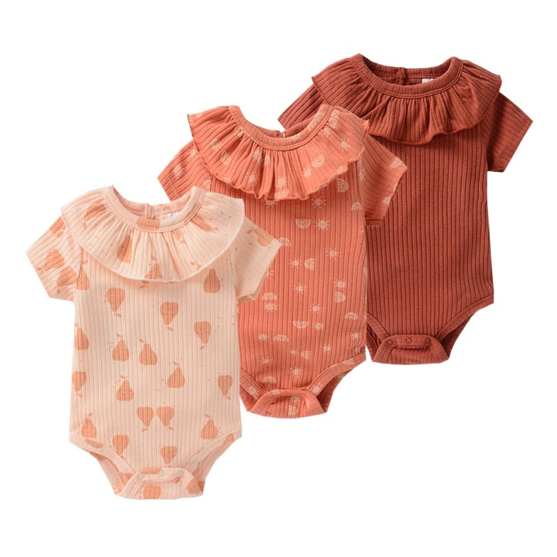 New Born Baby Girl Romper - Set of 3-MamaToddler-Patterned 1-3M-Mama Toddler