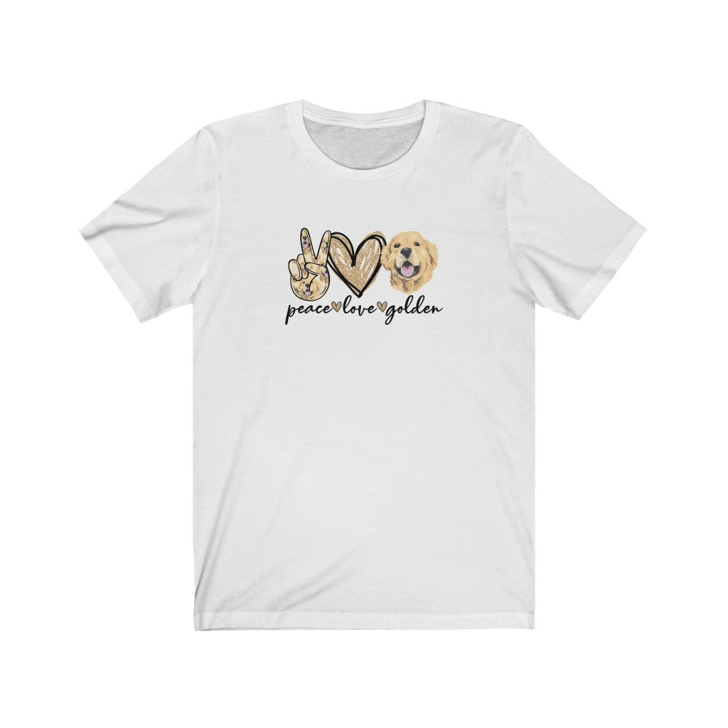 Peace Love Golden T-Shirt-T-Shirt-Printify-White-XS-Mama Toddler