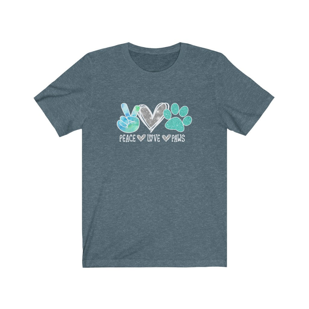 Peace Love Paws T-Shirt-T-Shirt-Printify-Heather Slate-XS-Mama Toddler