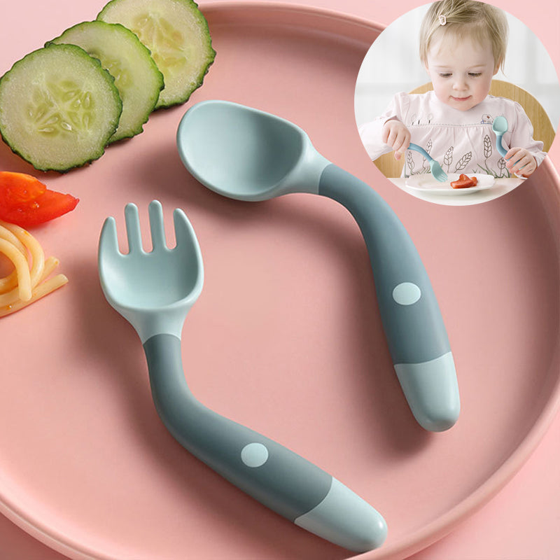 Spoon & Fork Baby Utensils-Mama Toddler-Blue Green Set-Mama Toddler