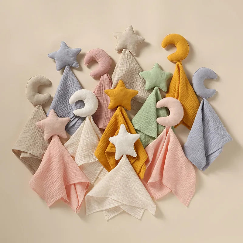 Star & Moon Baby Cotton Muslin Comforter-MamaToddler-Star - Khaki-Mama Toddler