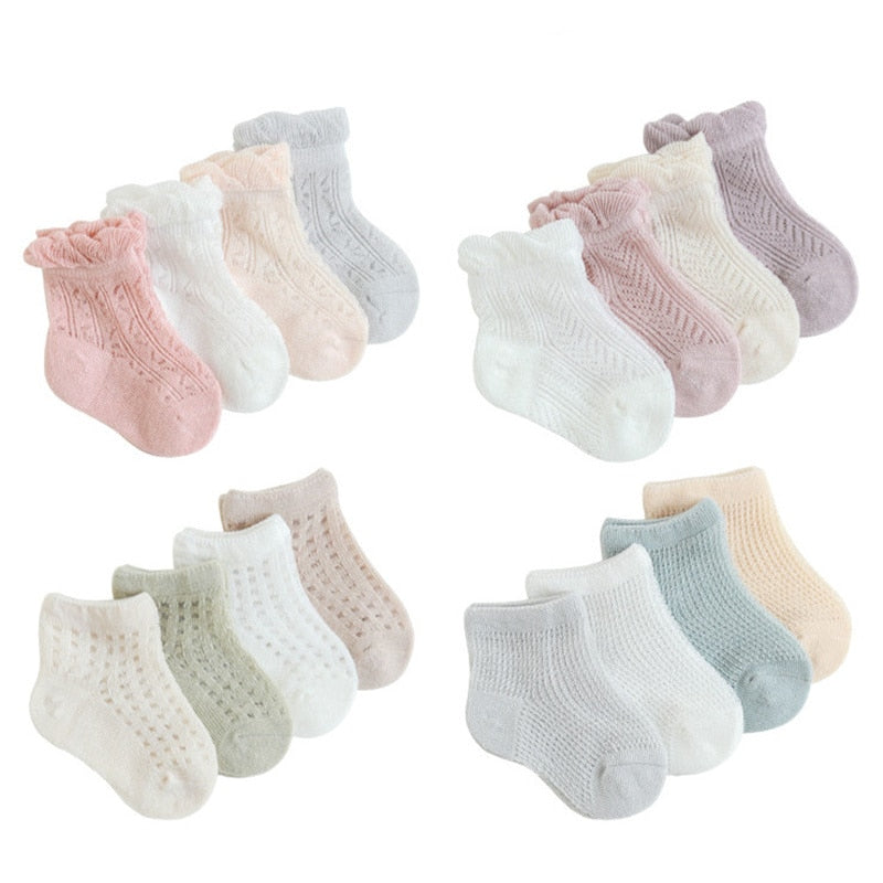 Thin Mesh Kids Socks - 4 Pairs-MamaToddler-Style 1-XS for 0-6 Months-Mama Toddler