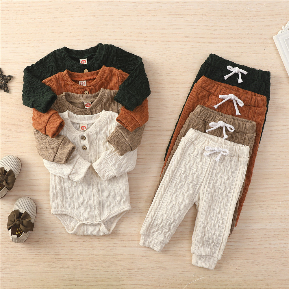 Warm Knitted Romper Pants Combo-Mama Toddler-Apricot-3 Months-Mama Toddler