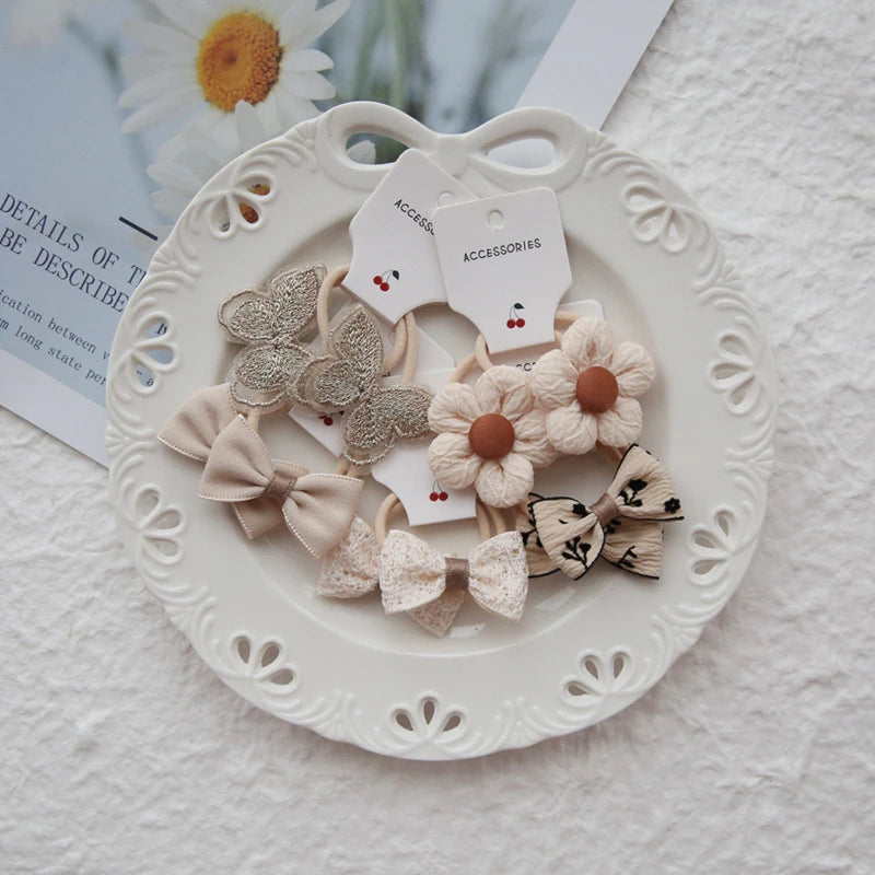 10 Pieces Floral & Bow Elastic Hair Bands-MamaToddler-1-Mama Toddler