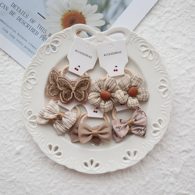 10 Pieces Floral & Bow Elastic Hair Bands-MamaToddler-1-Mama Toddler