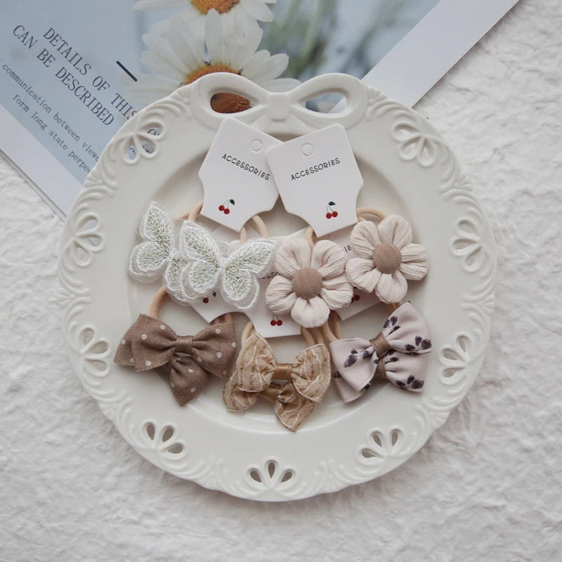 10 Pieces Floral & Bow Elastic Hair Bands-MamaToddler-1-Mama Toddler