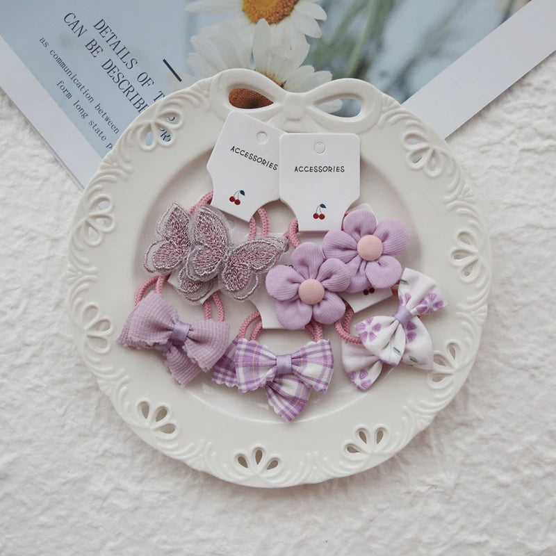 10 Pieces Floral & Bow Elastic Hair Bands-MamaToddler-1-Mama Toddler