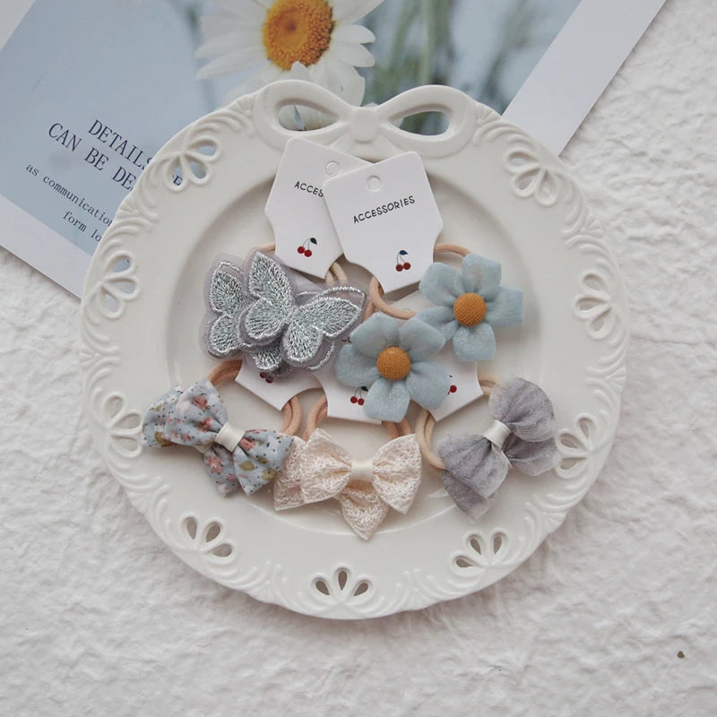 10 Pieces Floral & Bow Elastic Hair Bands-MamaToddler-1-Mama Toddler