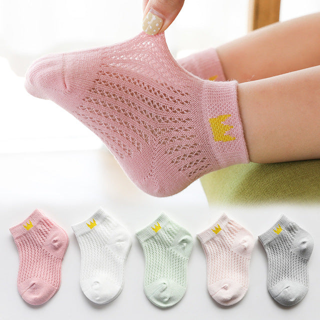 5 Pairs Cotton Mesh Breathable Socks for 1-12 Years Old-Mama Toddler-Crown 2-1-3 Years Old-Mama Toddler