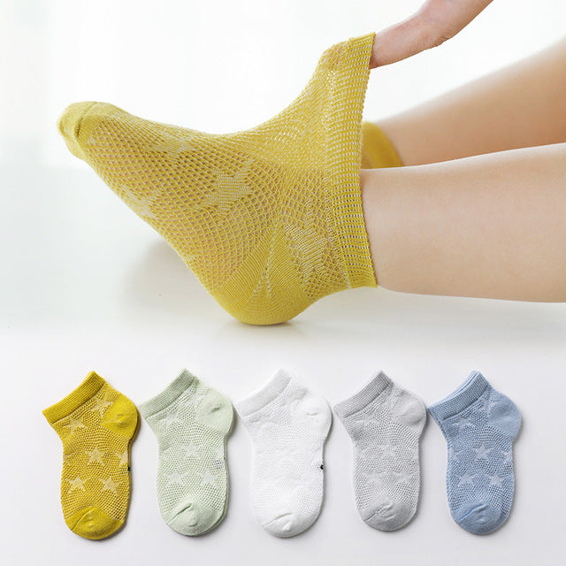 5 Pairs Cotton Mesh Breathable Socks for 1-12 Years Old-Mama Toddler-Star-1-3 Years Old-Mama Toddler