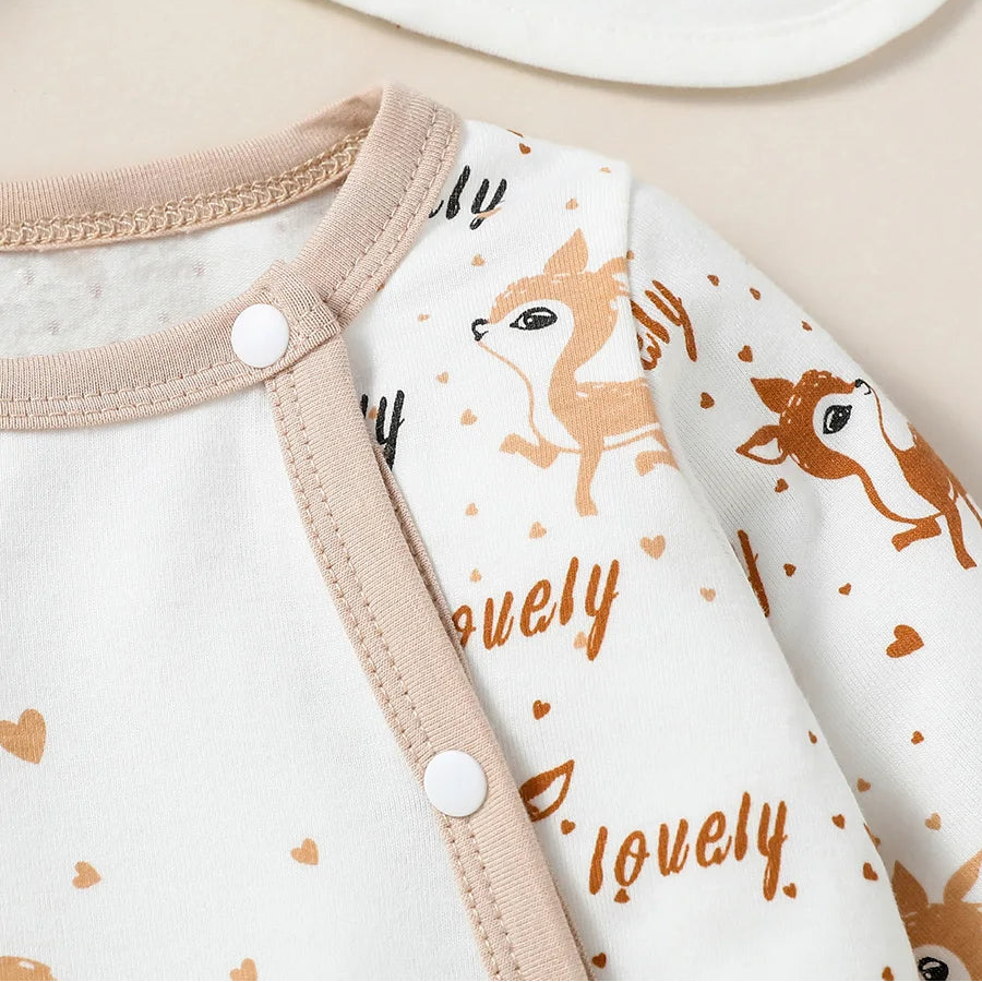 Adorable Animal Print 4 Pcs Baby Jumpsuit Set-MamaToddler-Elephant Love-3-6 Months-Mama Toddler