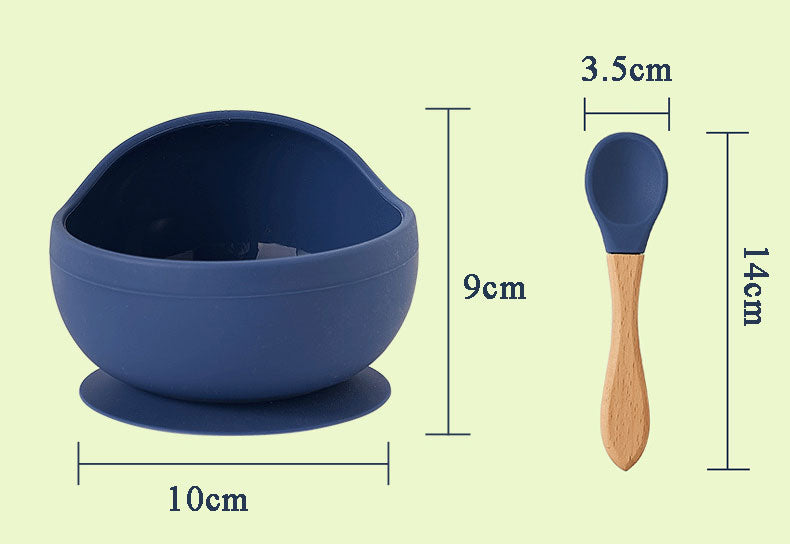 Baby Feeding Wooden Handle Silicone Spoon & Suction Bowl-Mama Toddler-Pink Spoon-Mama Toddler