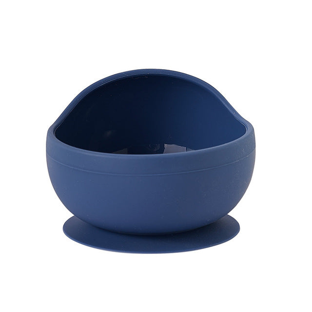 Baby Feeding Wooden Handle Silicone Spoon & Suction Bowl-Mama Toddler-Blue Bowl-Mama Toddler