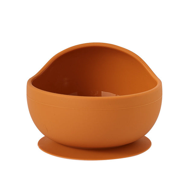 Baby Feeding Wooden Handle Silicone Spoon & Suction Bowl-Mama Toddler-Orange Bowl-Mama Toddler