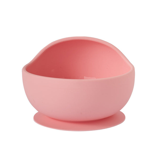 Baby Feeding Wooden Handle Silicone Spoon & Suction Bowl-Mama Toddler-Pink Bowl-Mama Toddler