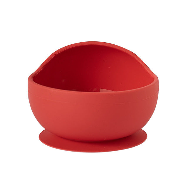 Baby Feeding Wooden Handle Silicone Spoon & Suction Bowl-Mama Toddler-Red Bowl-Mama Toddler