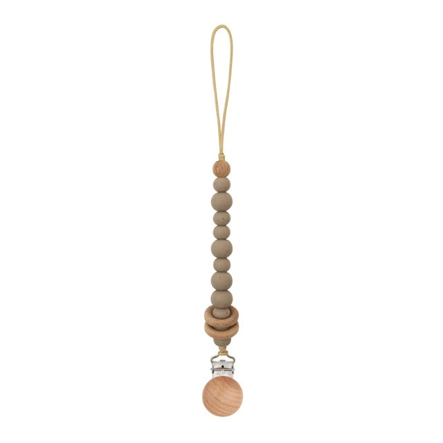 Baby Pacifier Clips With Silicone Beads & Wooden Ring-Mama Toddler-Short 7-Mama Toddler