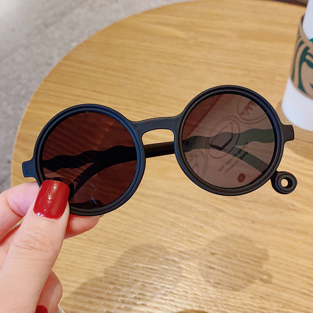 Cute Bear Dual Color Leopard Round Shaped Sunglasses for Kids-Mama Toddler-Black-Mama Toddler