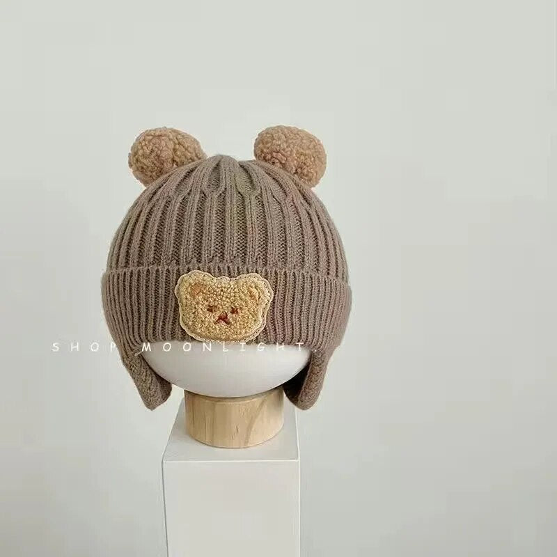 Cute Bear Ear Covered Knitted Winter Baby Beanie-MamaToddler-Coffee-Mama Toddler