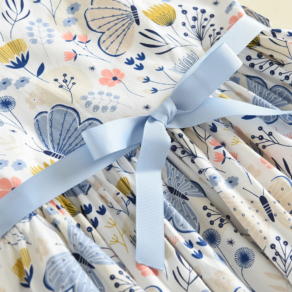 Floral Princess Summer Dress with Ribbon Bow-MamaToddler-Pink-3 Years-Mama Toddler