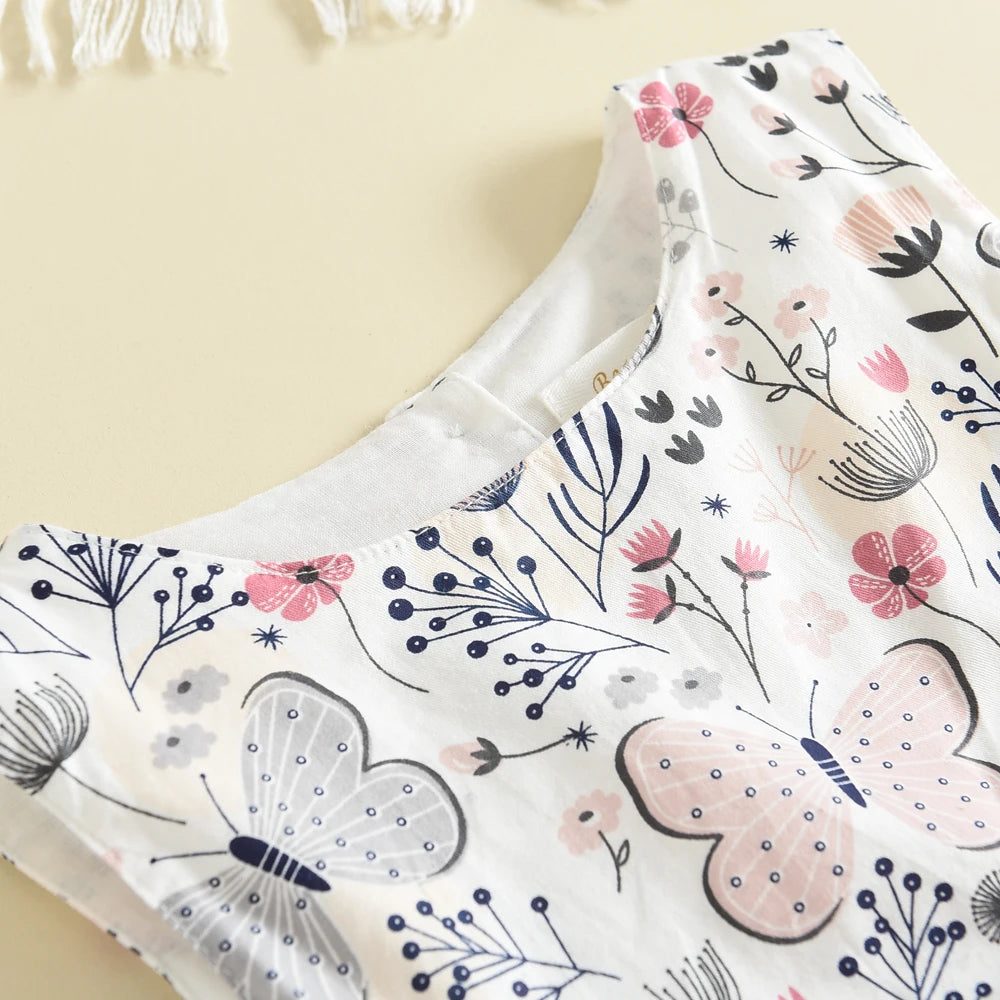 Floral Princess Summer Dress with Ribbon Bow-MamaToddler-Pink-3 Years-Mama Toddler