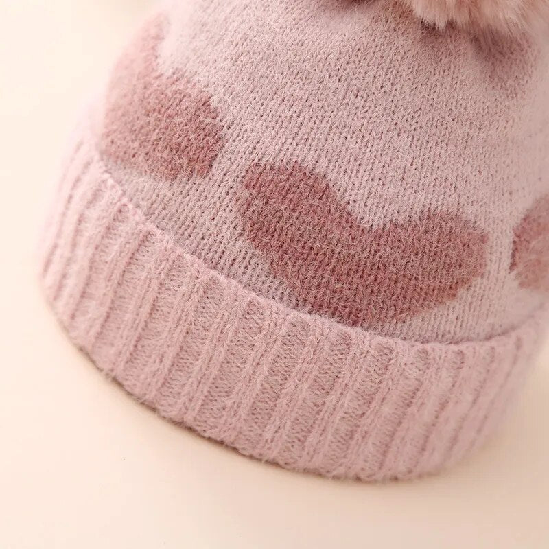 Hearts Baby Knitted Beanie-MamaToddler-Pink-Mama Toddler