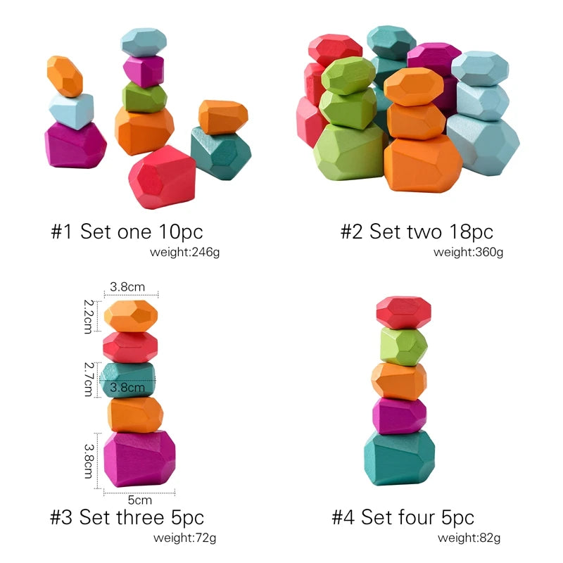 Kids Colorful Wooden Stacker Balancing Building Blocks-MamaToddler-5 Pieces Set 1-Mama Toddler