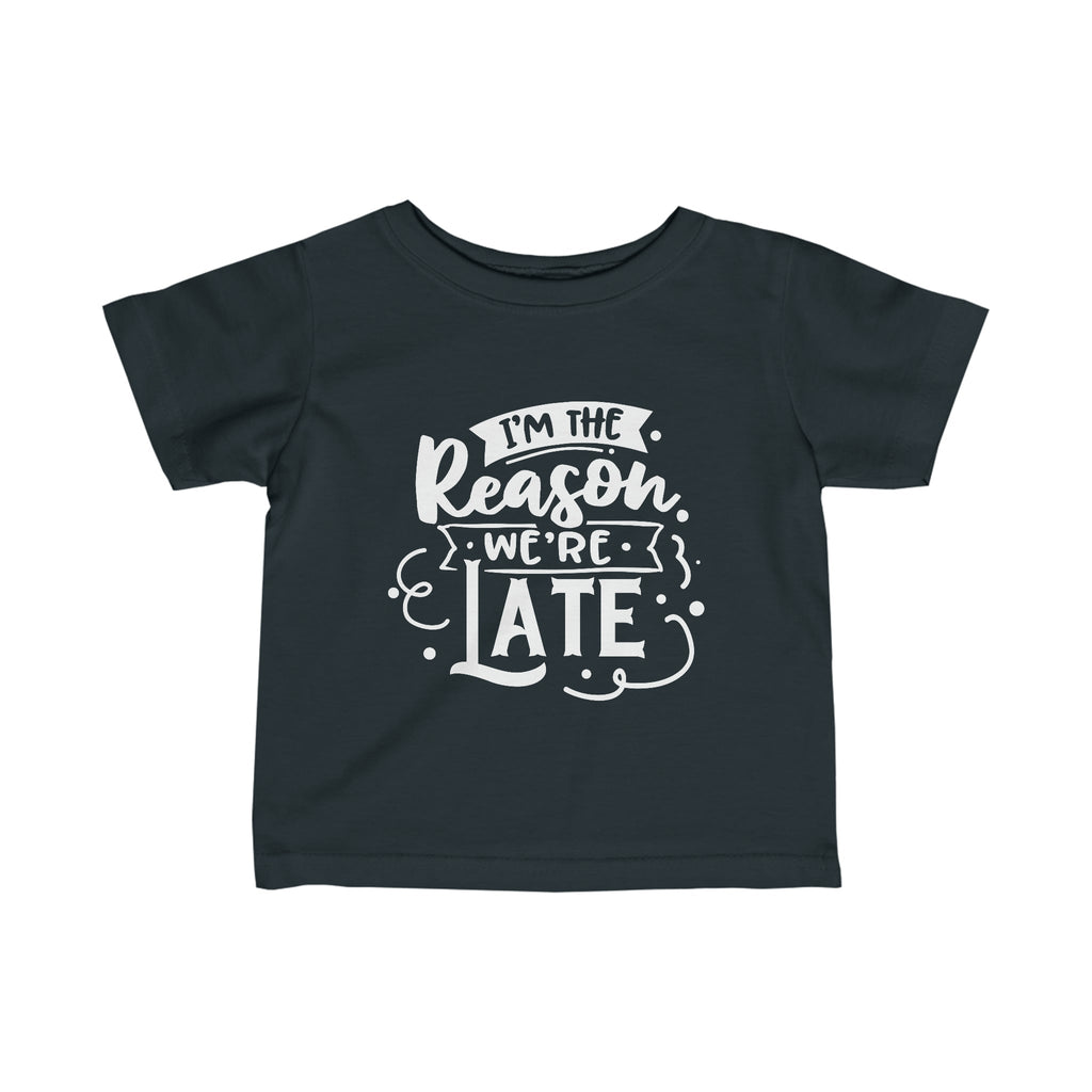 Kids - I'm The Reason We're Late T-Shirt-Kids clothes-Printify-Black-6M-Mama Toddler