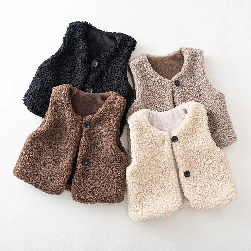 Lamb Wool Velvet Baby Vest-MamaToddler-Black-1-2 Years-Mama Toddler