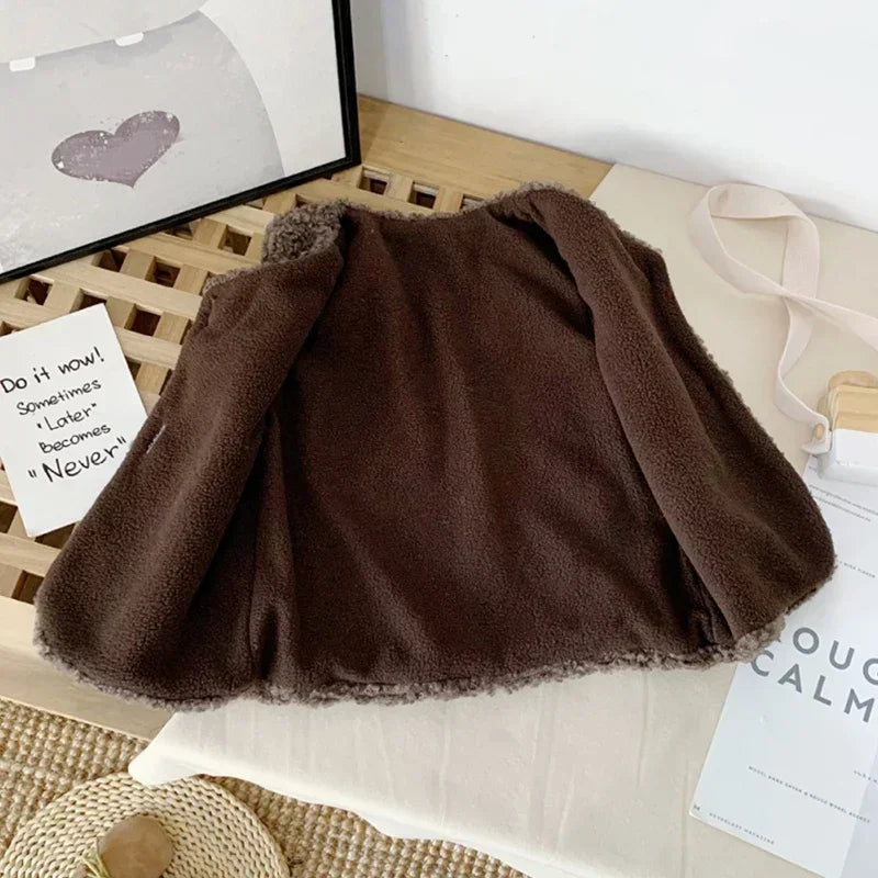 Lamb Wool Velvet Baby Vest-MamaToddler-Black-1-2 Years-Mama Toddler
