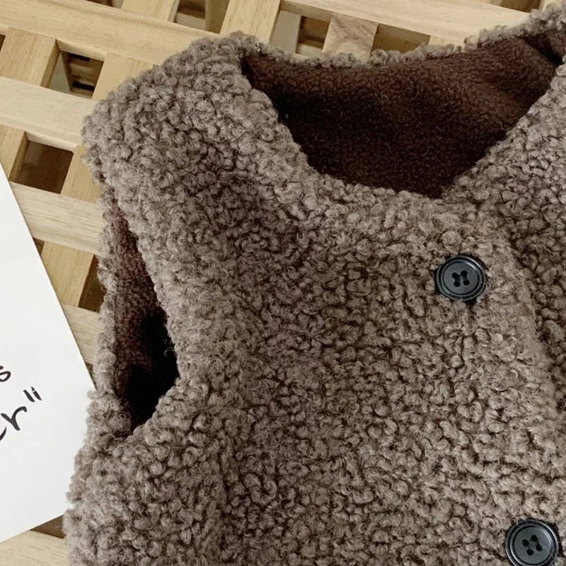 Lamb Wool Velvet Baby Vest-MamaToddler-Black-1-2 Years-Mama Toddler