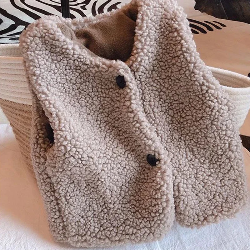 Lamb Wool Velvet Baby Vest-MamaToddler-Khaki-1-2 Years-Mama Toddler