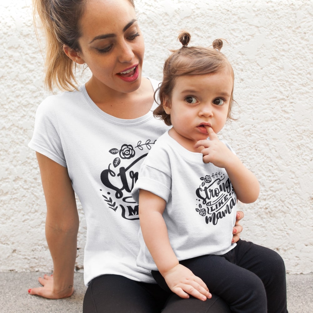 Moms - Strong Mama T-Shirt-T-Shirt-Printify-White-XS-Mama Toddler