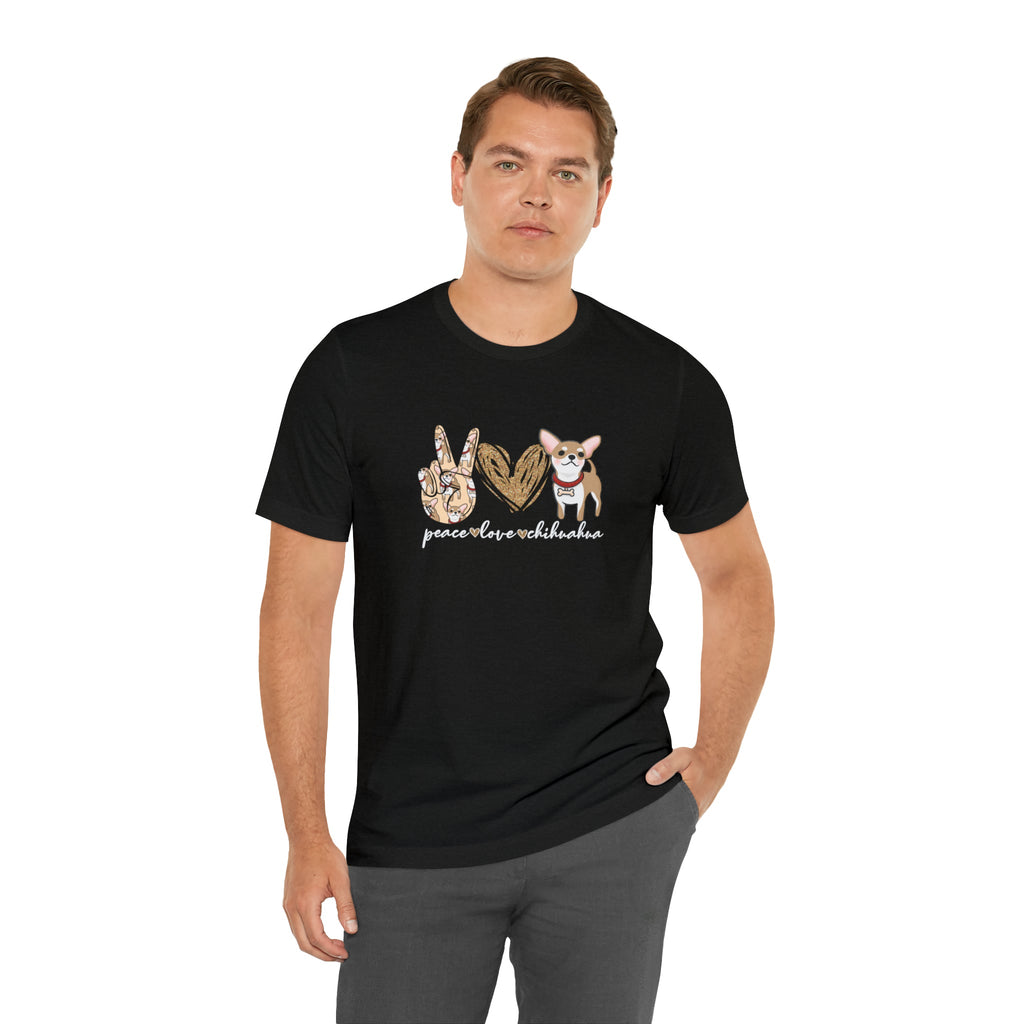 Peace Love Chihuahua T-Shirt-T-Shirt-Printify-XS-Dark Grey Heather-Mama Toddler