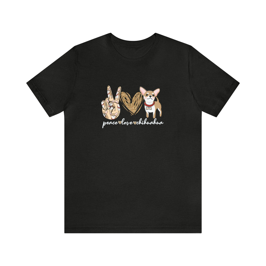 Peace Love Chihuahua T-Shirt-T-Shirt-Printify-XS-Dark Grey Heather-Mama Toddler