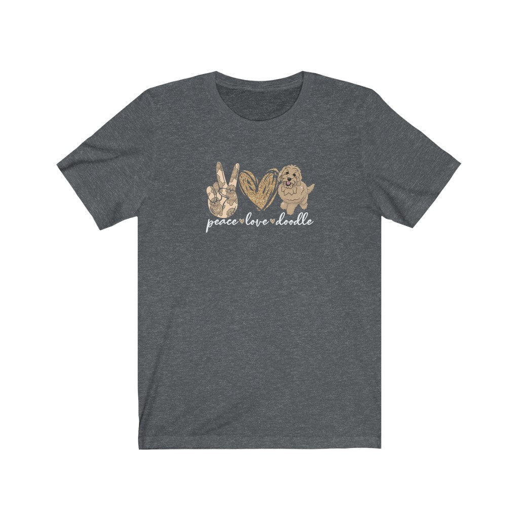 Peace Love Doodle T-Shirt-T-Shirt-Printify-Dark Grey Heather-XS-Mama Toddler