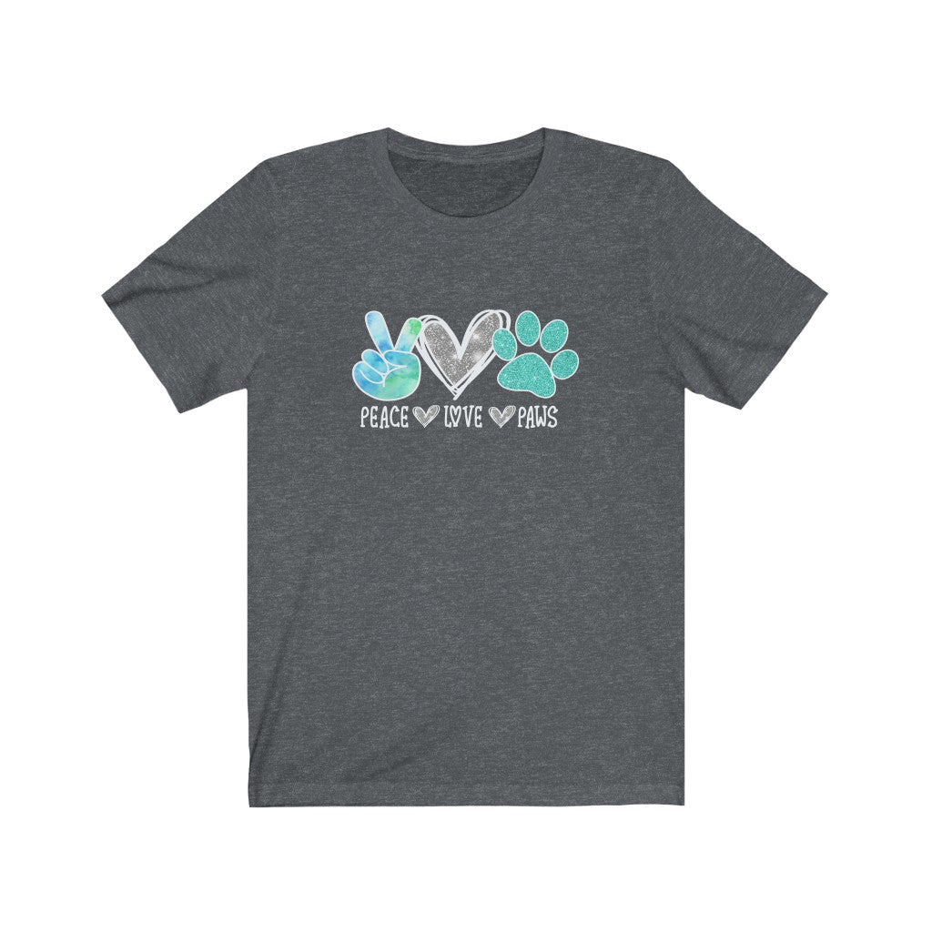 Peace Love Paws T-Shirt-T-Shirt-Printify-Dark Grey Heather-XS-Mama Toddler