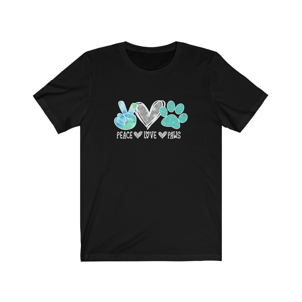 Peace Love Paws T-Shirt-T-Shirt-Printify-Solid Black Blend-XS-Mama Toddler