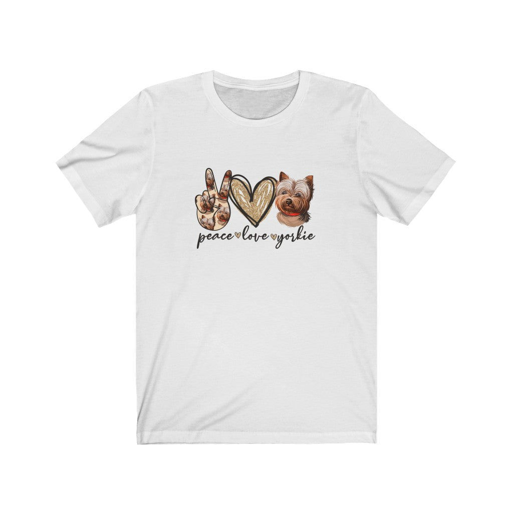 Peace Love Yorkie T-Shirt-T-Shirt-Printify-White-XS-Mama Toddler